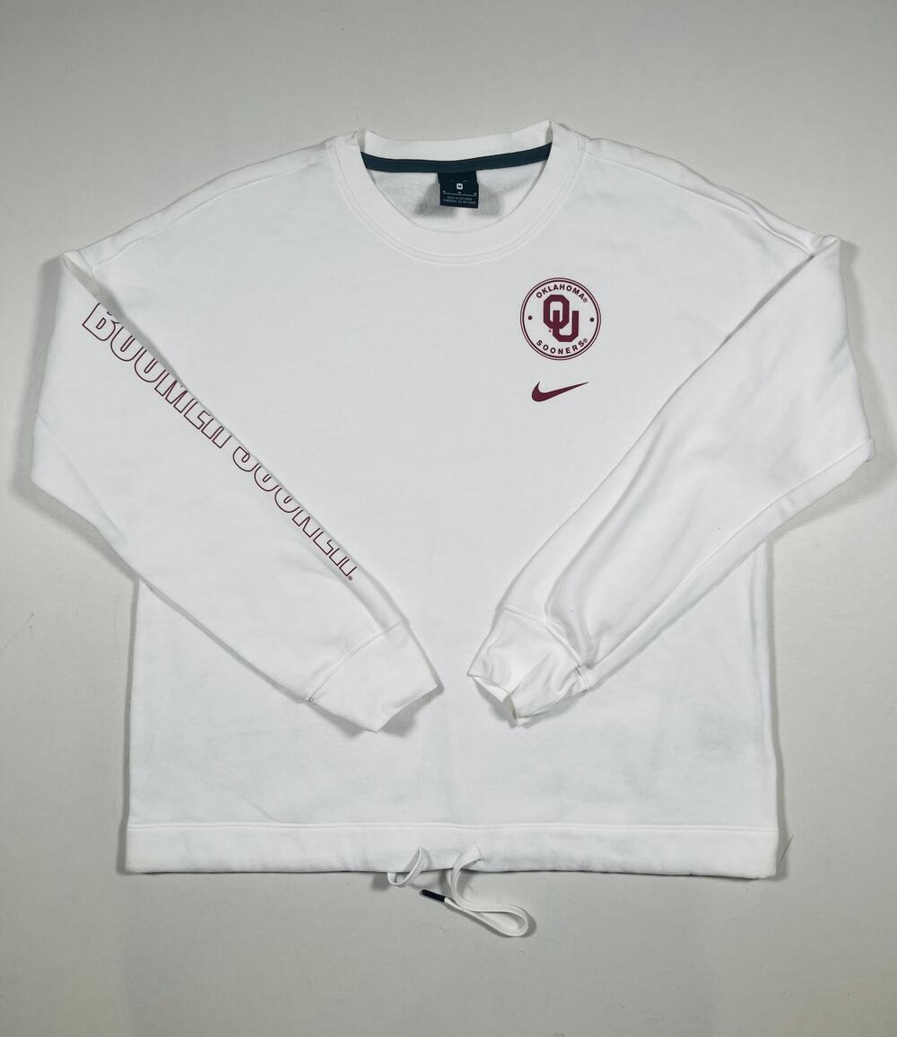 Oklahoma Sooners Sweatshirt Womens Medium White NCAA Football Nike OU Boomer